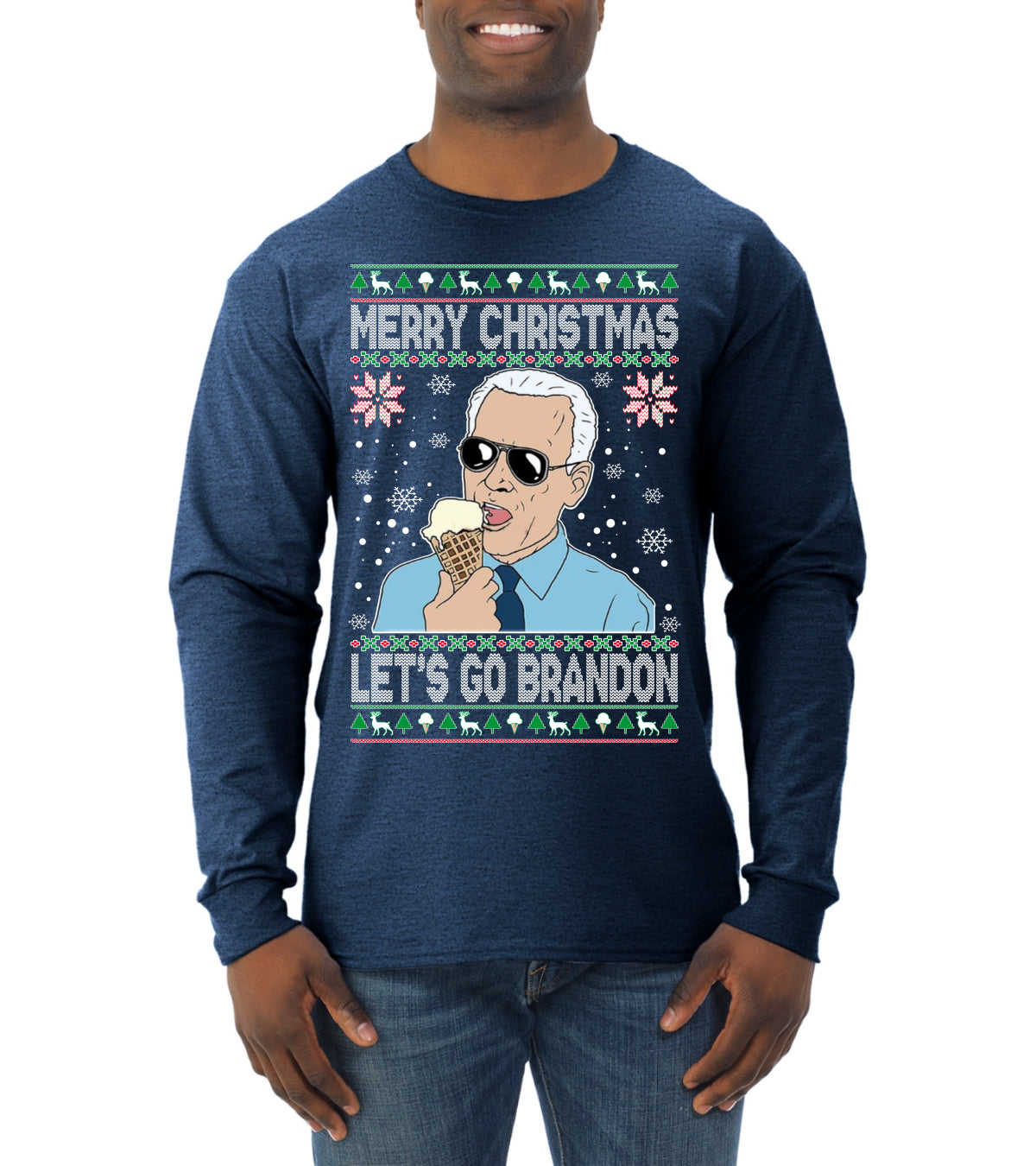 Merry Christmas Let's Go Brandon Christmas Mens Long Sleeve Shirt