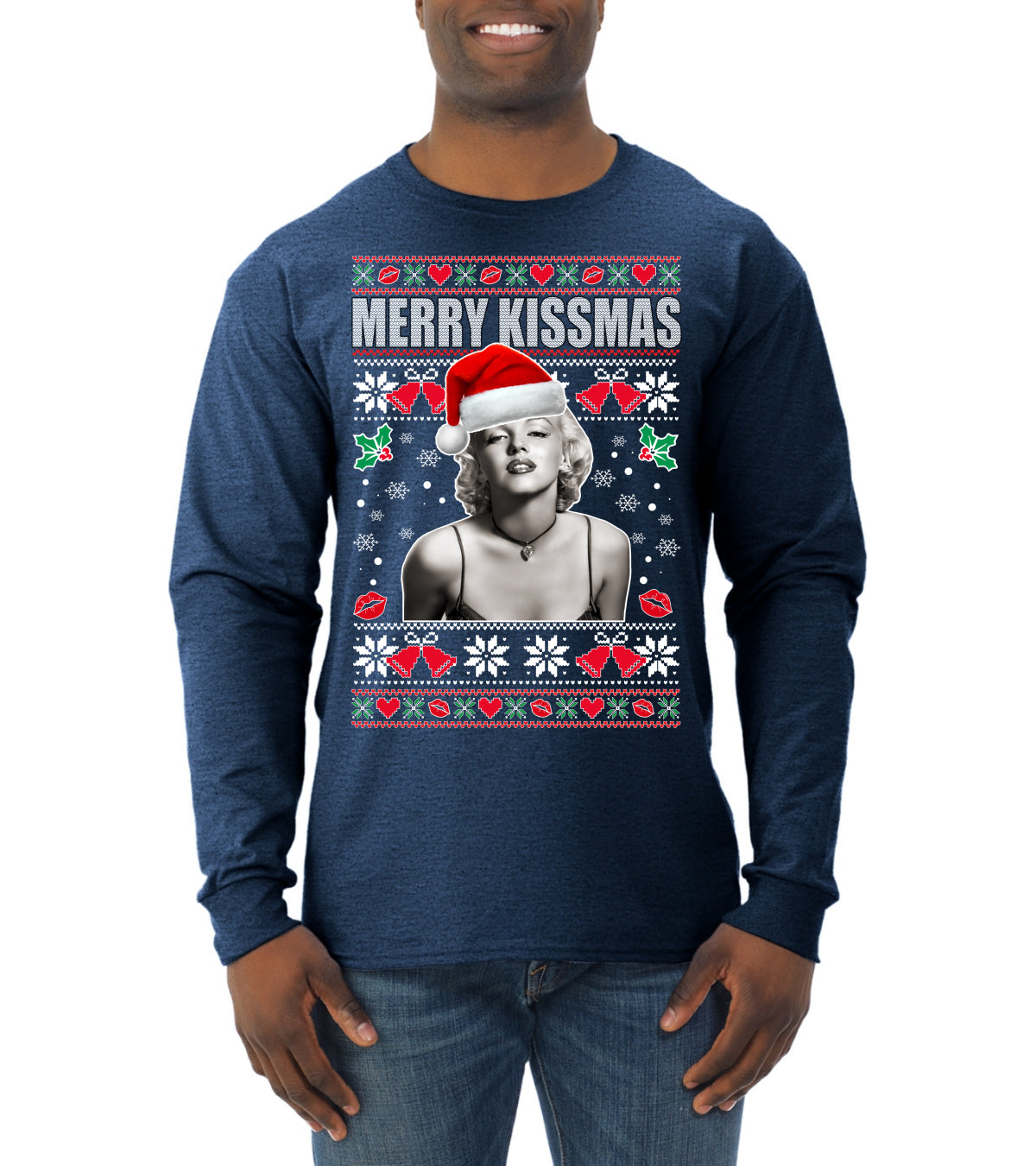 Merry Kissmas Christmas Mens Long Sleeve Shirt