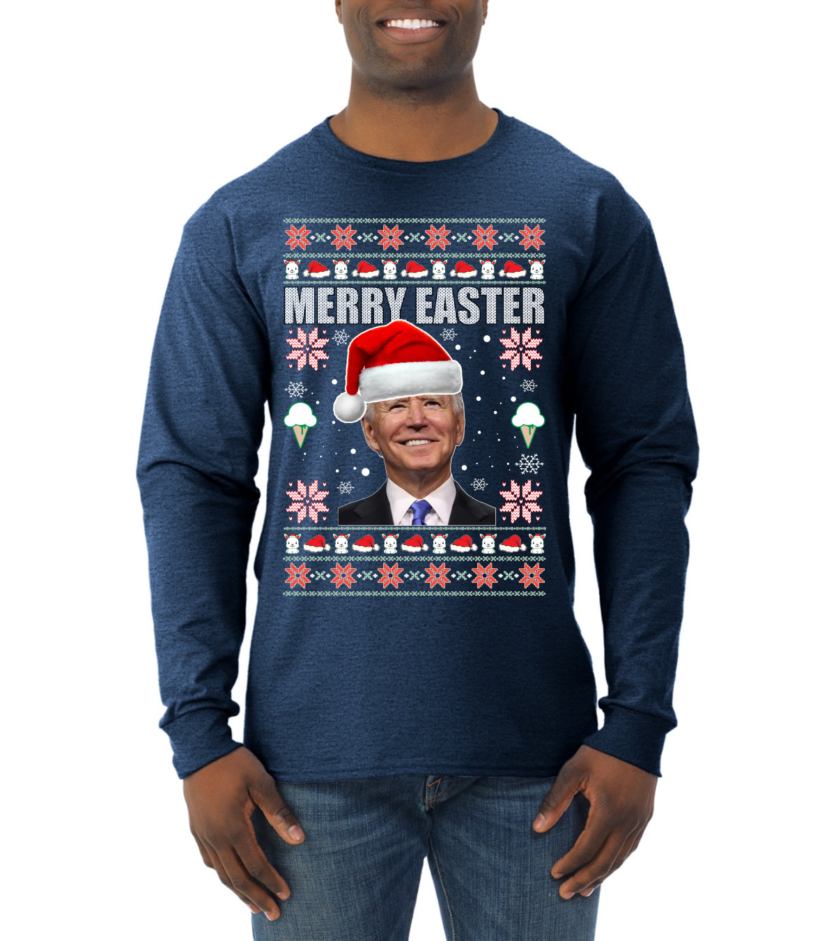 Merry Easter Christmas Mens Long Sleeve Shirt