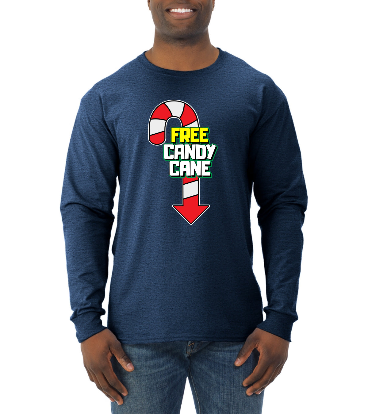 Free Candy Cane Christmas Mens Long Sleeve Shirt