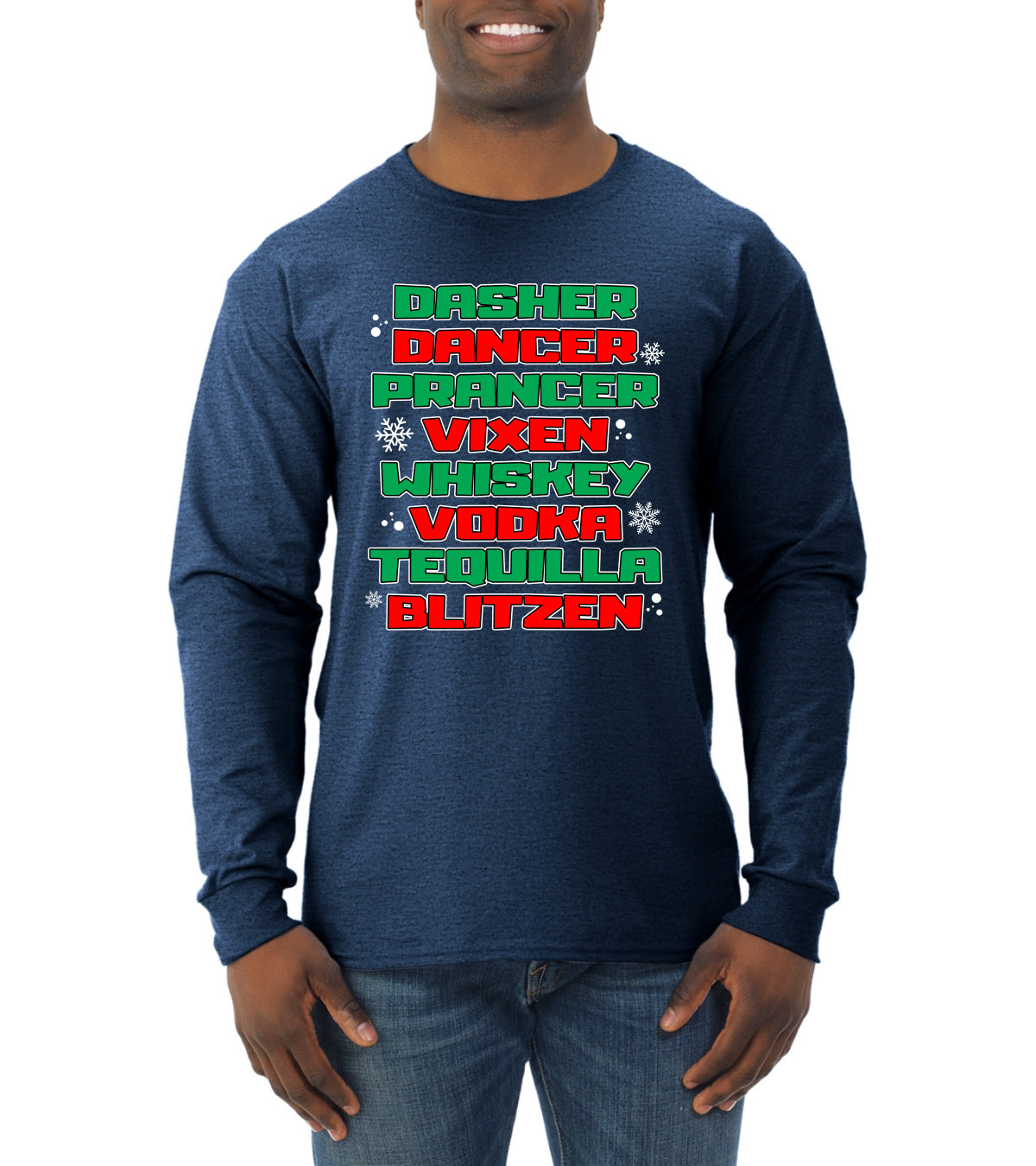 Drunken Reindeer Christmas Mens Long Sleeve Shirt