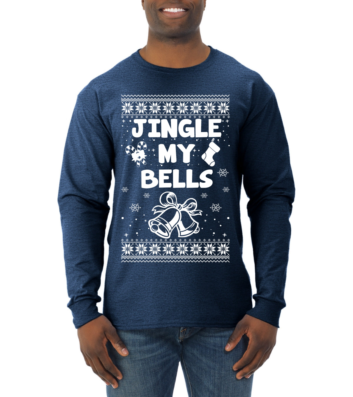 Jingle My Bells Individual Couples Ugly Christmas Sweater Mens Long Sleeve Shirt