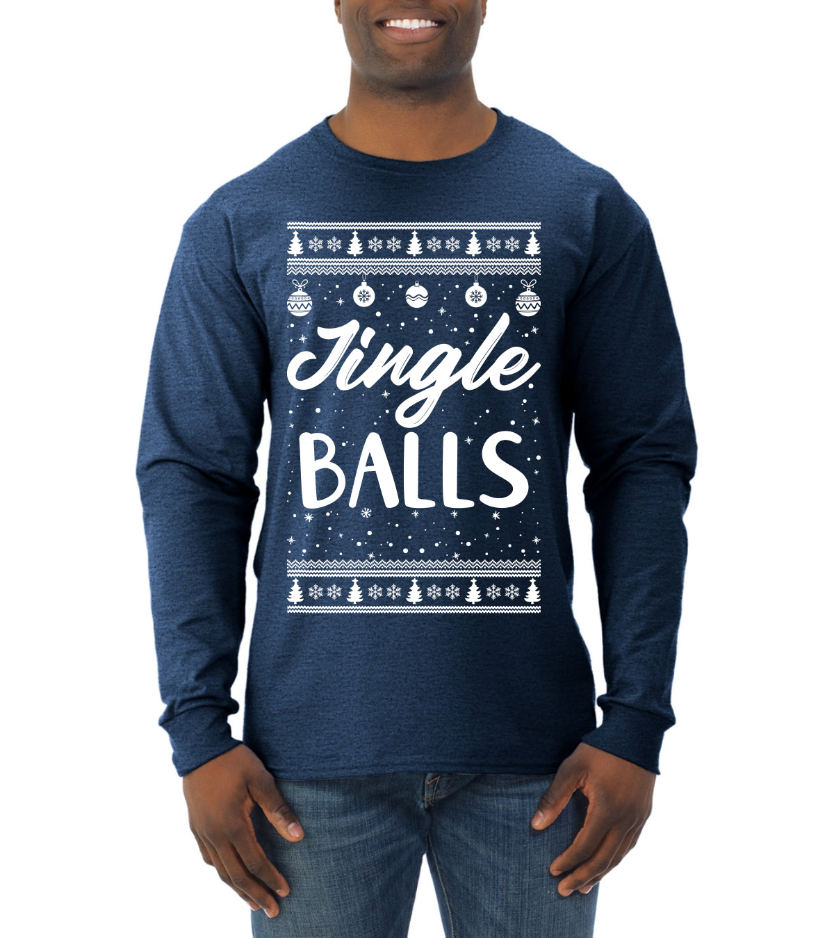 Jingle Balls Individual Couples Ugly Christmas Sweater Mens Long Sleeve Shirt