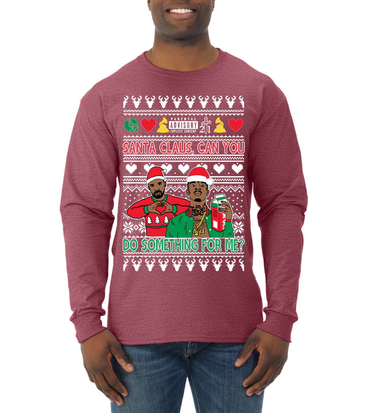 Santa Claus, Can You Do Something For Me? Ugly Christmas Sweater Mens Long Sleeve Shirt