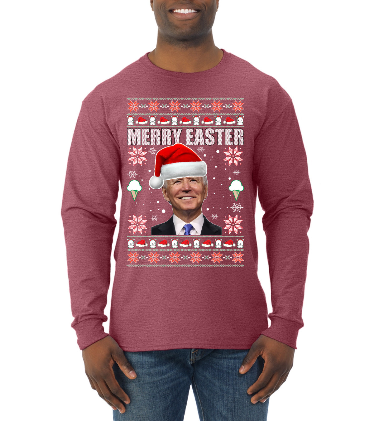 Merry Easter Christmas Mens Long Sleeve Shirt