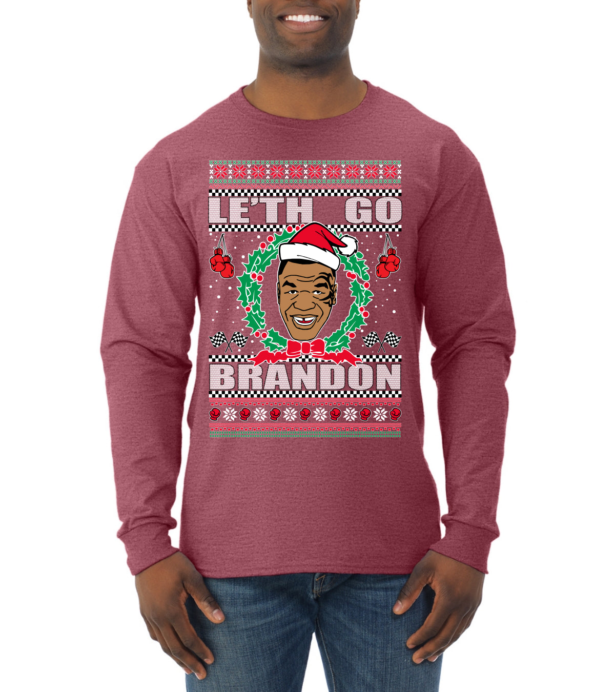 Le'th Go Brandon Ugly Christmas Sweater Mens Long Sleeve Shirt