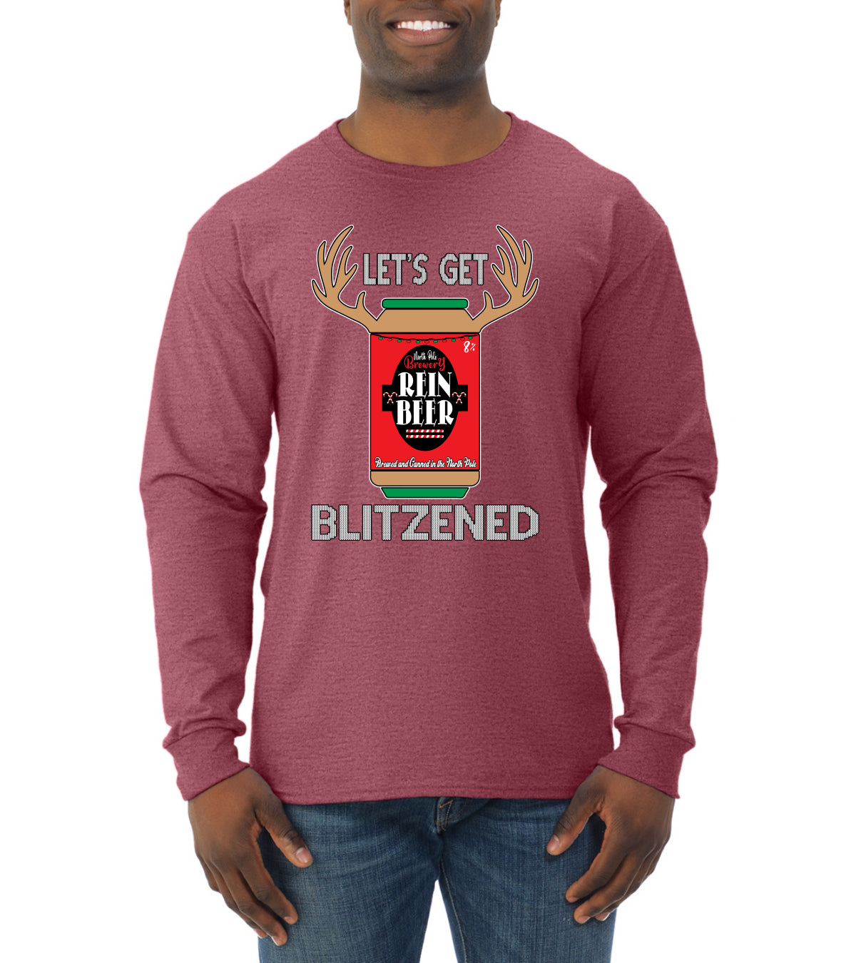 Let's Get Blitzened Christmas Mens Long Sleeve Shirt