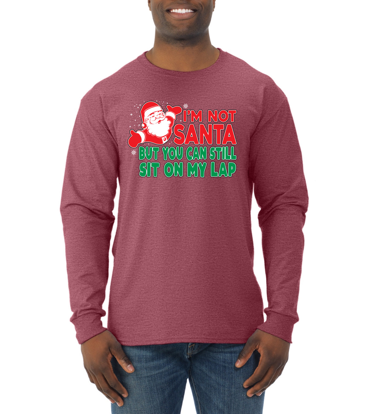 I'm Not Santa But You Can Still Sit On My Lap Christmas Mens Long Sleeve Shirt