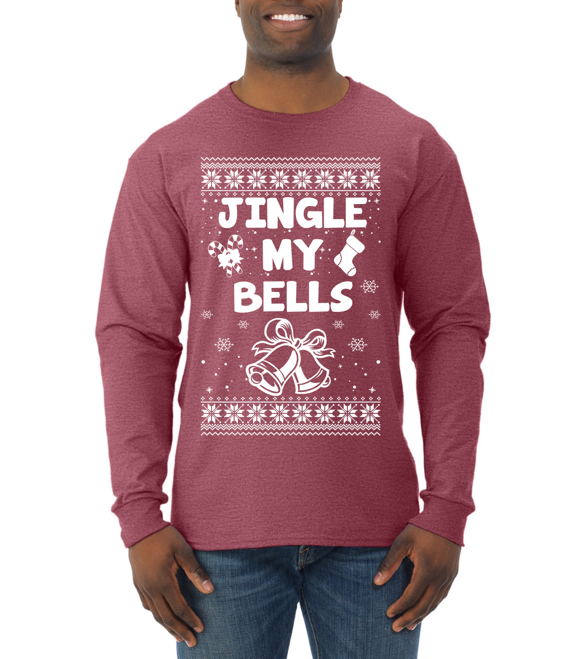 Jingle My Bells Individual Couples Ugly Christmas Sweater Mens Long Sleeve Shirt