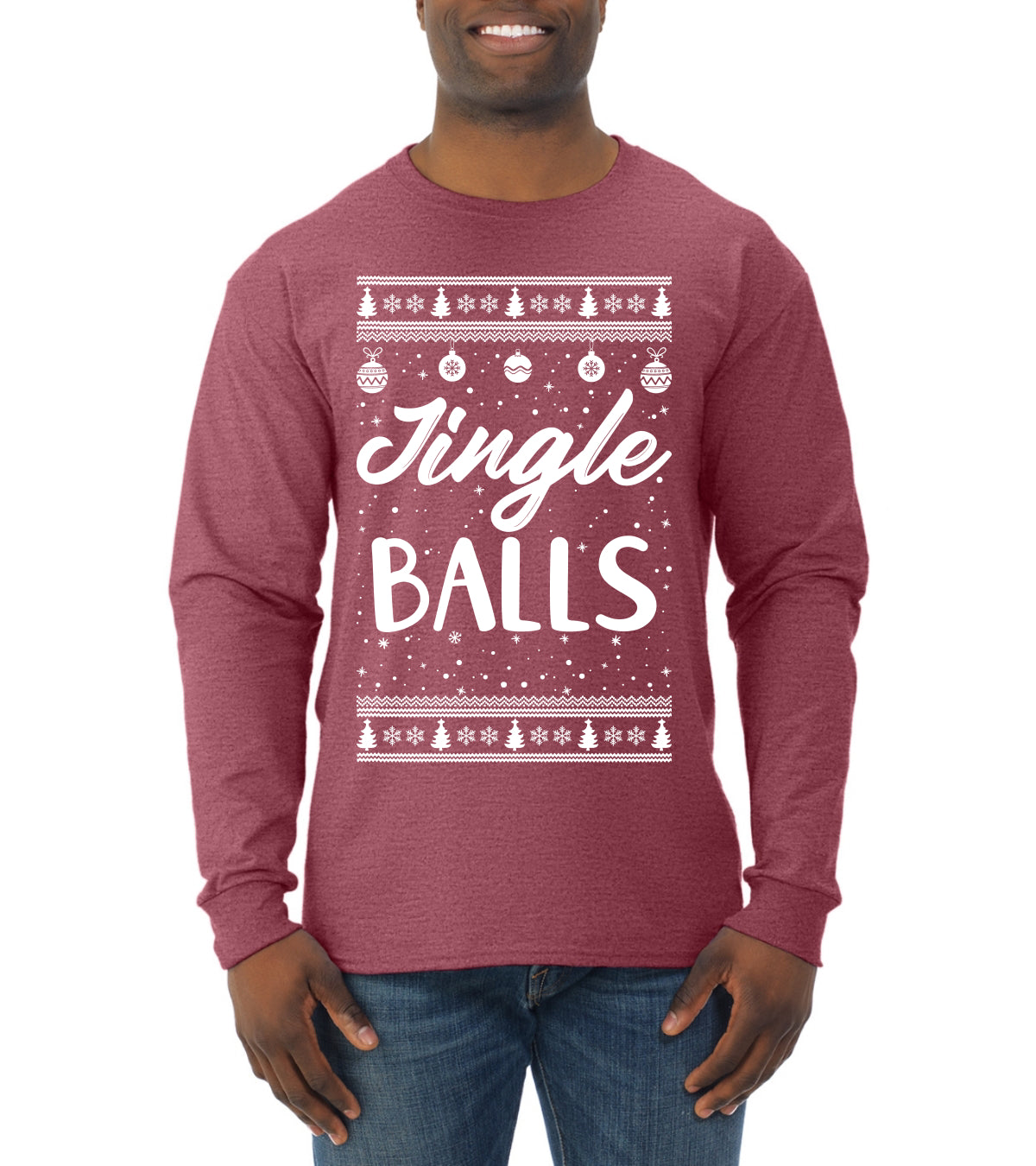 Jingle Balls Individual Couples Ugly Christmas Sweater Mens Long Sleeve Shirt