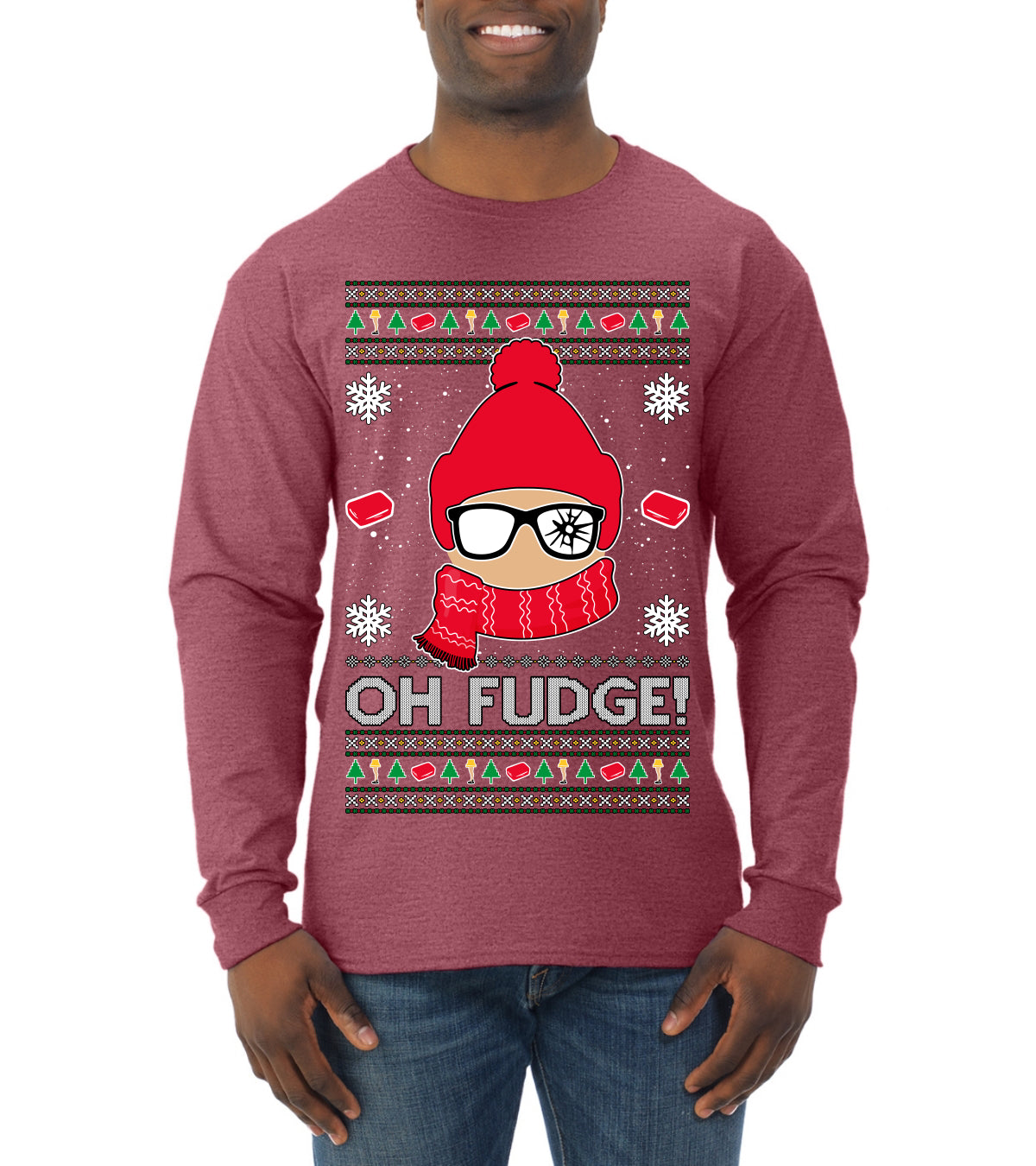Oh Fudge Funny Story Ugly Christmas Sweater Mens Long Sleeve Shirt