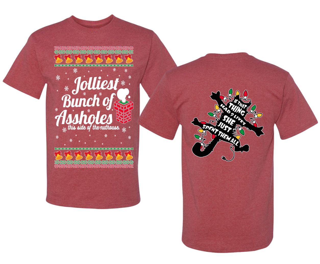 Jolliest Bunch of Assholes Xmas Movie Ugly Christmas Front and Back Sweater Men's T-Shirt