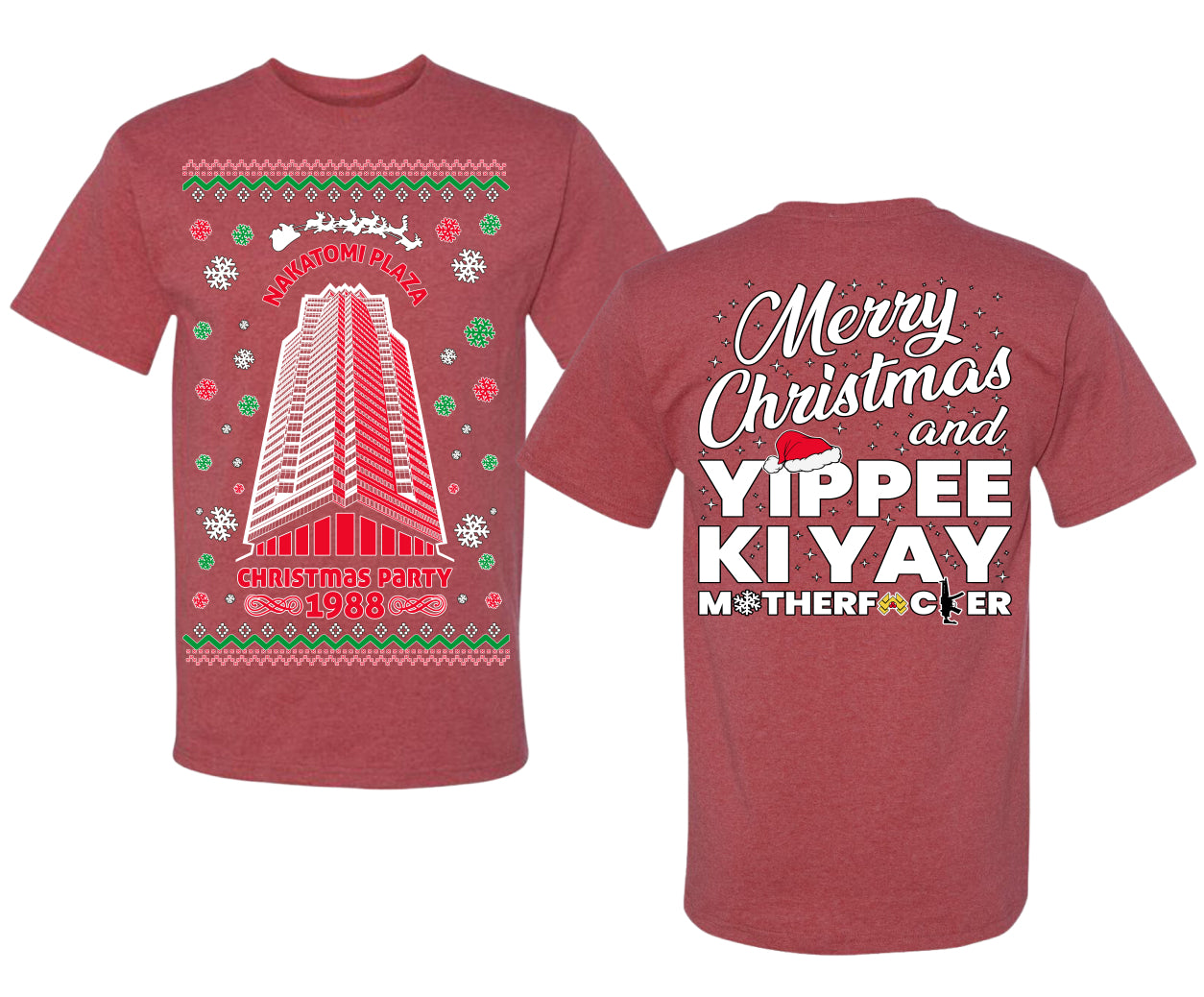 Nakatomi Plaza Christmas Party 1988 Ugly Christmas Front and Back Sweater Men's T-Shirt