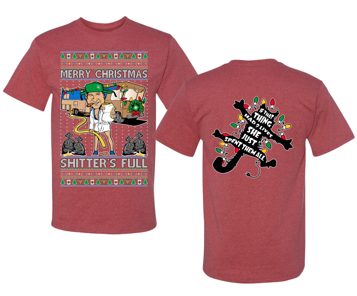 Merry Christmas Shitter's Full Ugly Christmas Front and Back Sweater Men's T-Shirt
