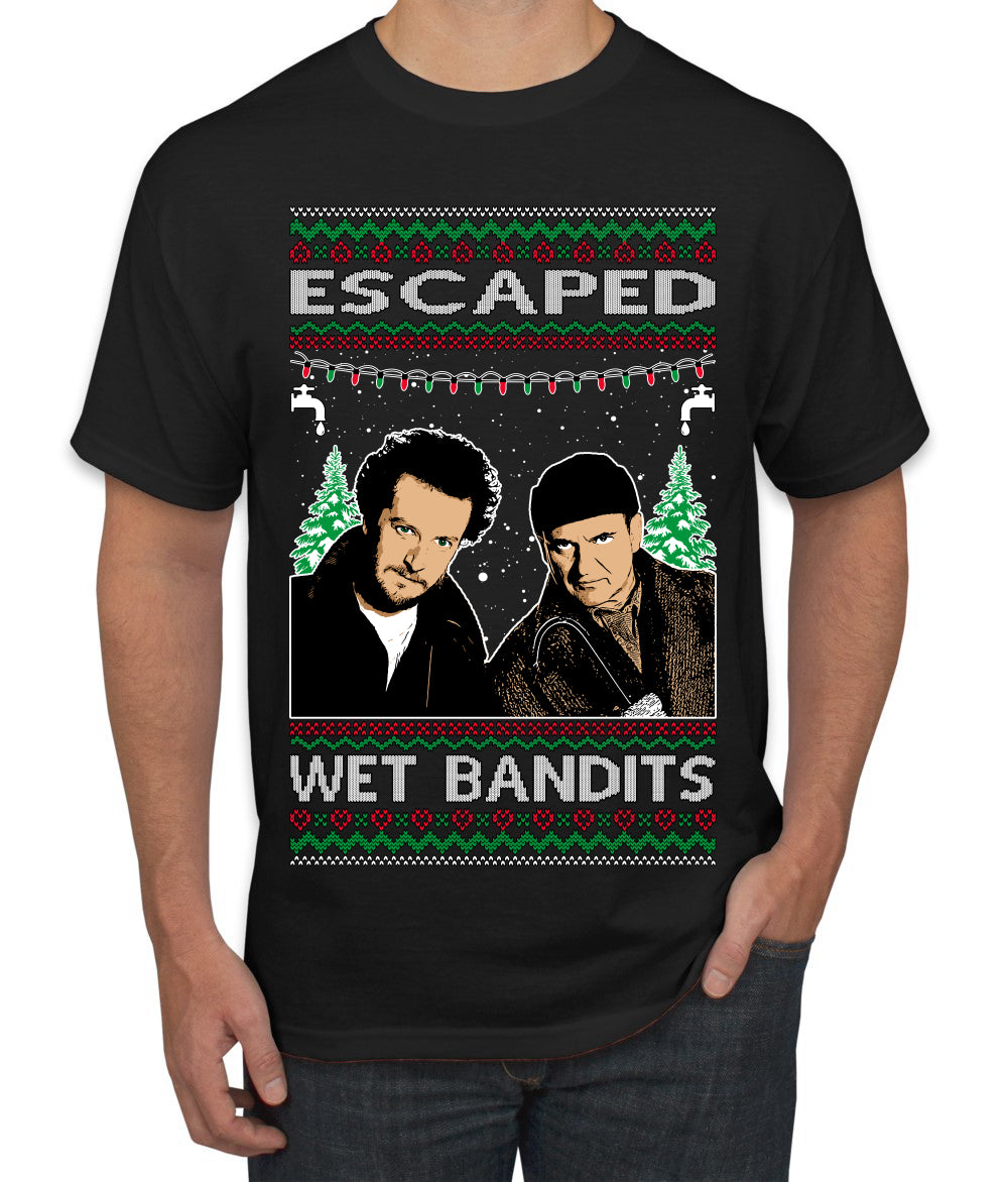 Escaped Bandits Classic Home Holiday Movie Ugly Christmas Sweater Men's T-Shirt