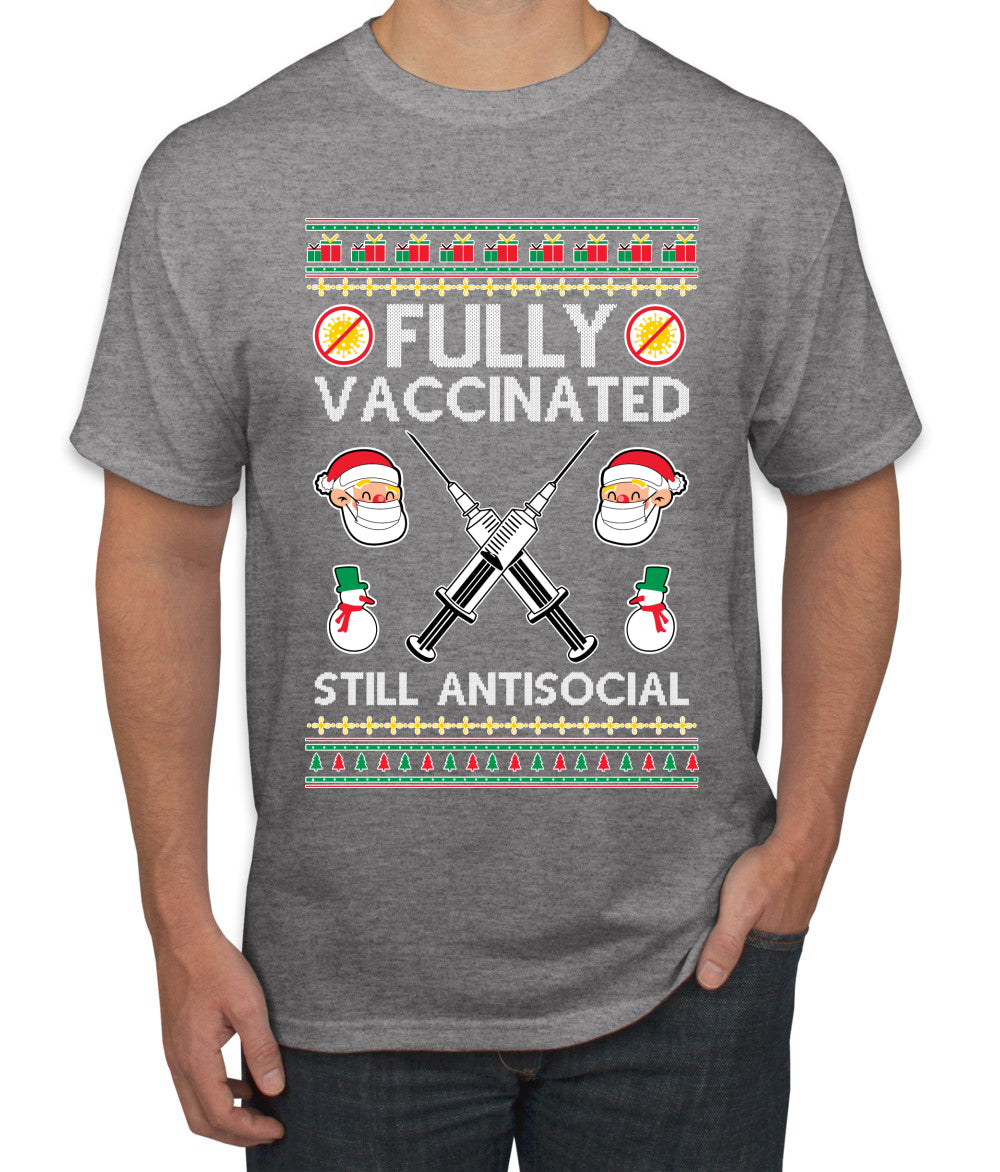 Fully Vaccinated Still Antisocial Ugly Christmas Sweater Men's Graphic T-Shirt