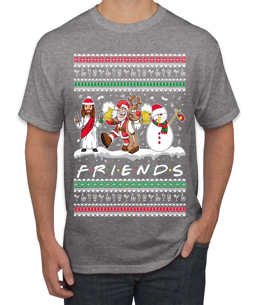 Santa Friends TV Parody Funny Characters Ugly Christmas Sweater Men's Graphic T-Shirt