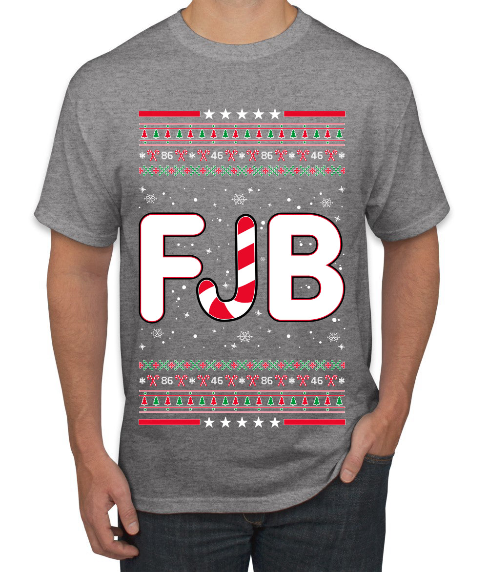 FJB Let's Go Brandon Chant Candy Cane Ugly Christmas Sweater Men's Graphic T-Shirt