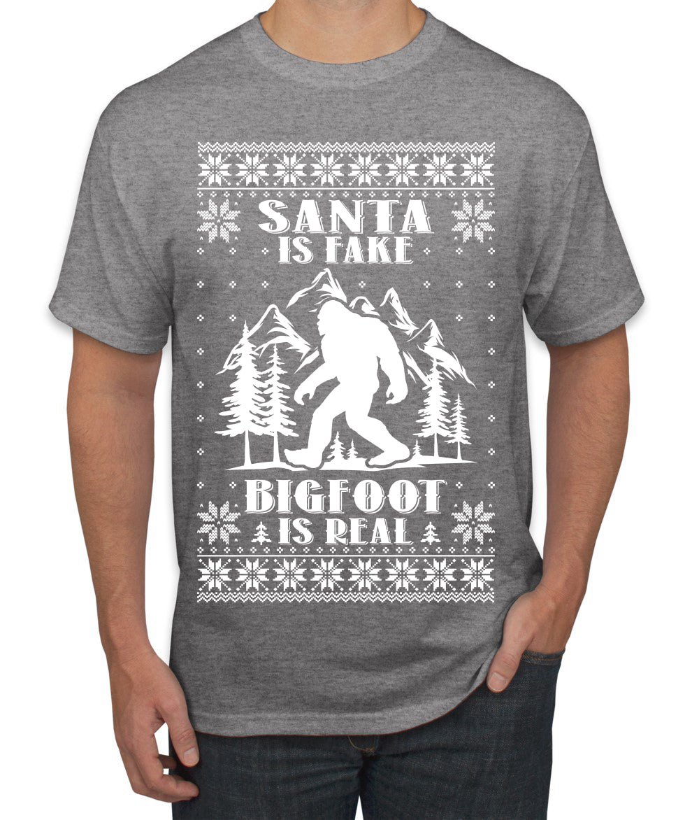 Santa Is Fake Bigfoot Is Real Ugly Christmas Sweater Men's T-Shirt