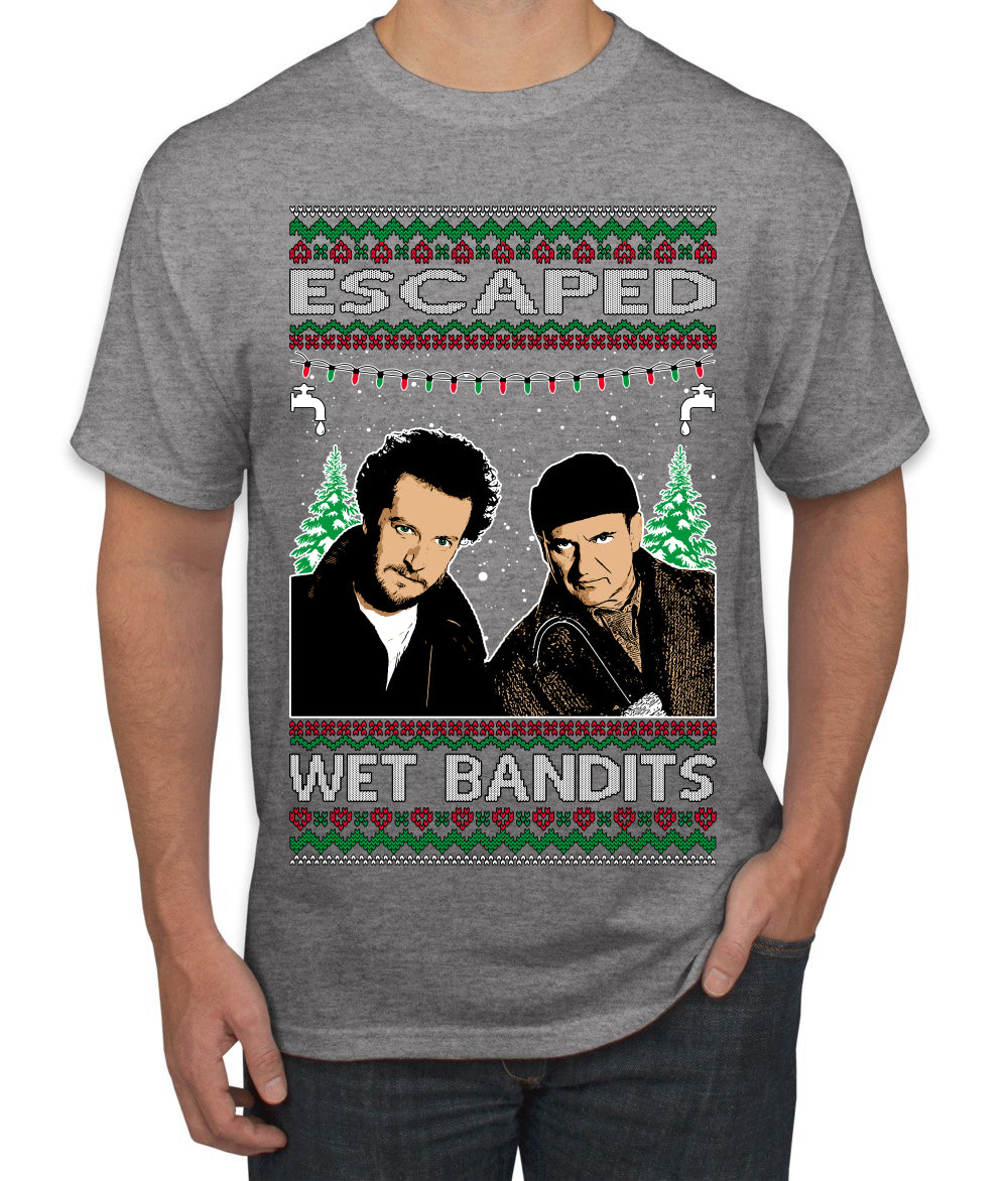 Escaped Bandits Classic Home Holiday Movie Ugly Christmas Sweater Men's T-Shirt
