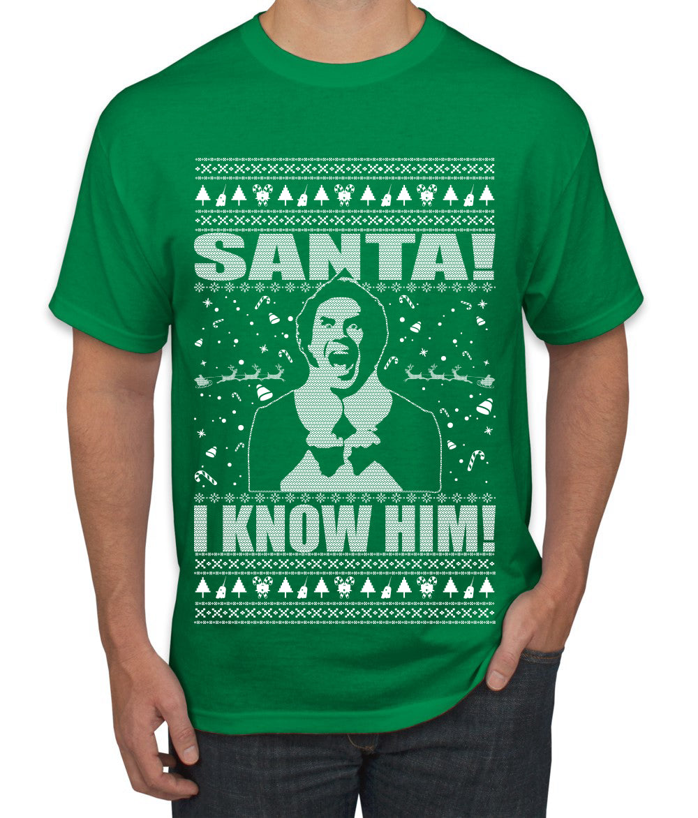 Buddy The Elf Santa! I Know Him Ugly Christmas Sweater Men's Graphic T-Shirt
