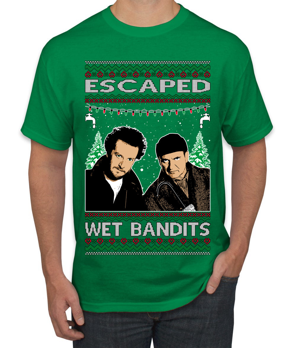 Escaped Bandits Classic Home Holiday Movie Ugly Christmas Sweater Men's T-Shirt