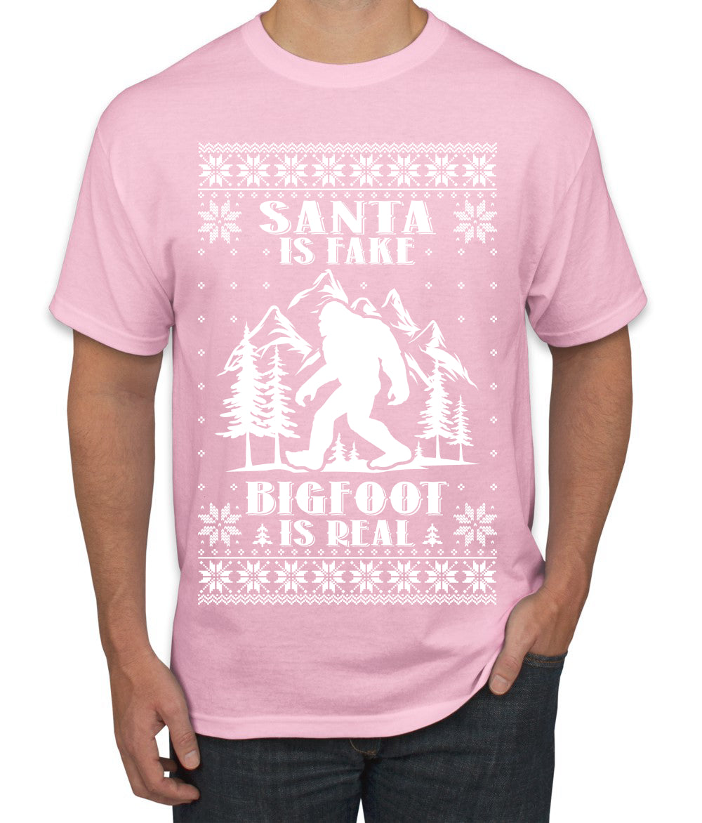 Santa Is Fake Bigfoot Is Real Ugly Christmas Sweater Men's T-Shirt
