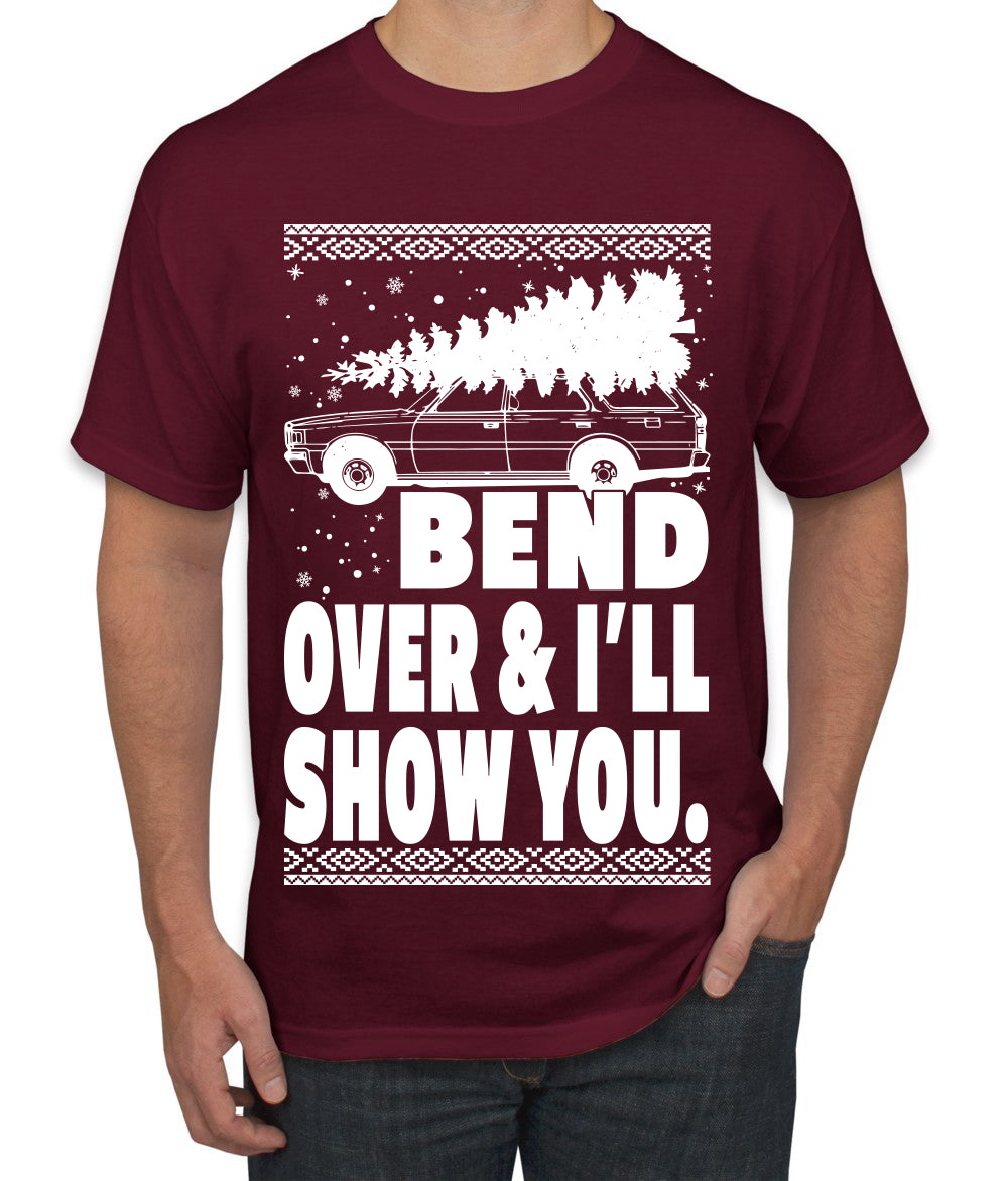 Fanily Vacation Bend Over & I'll Show You Ugly Christmas Sweater Men's Graphic T-Shirt