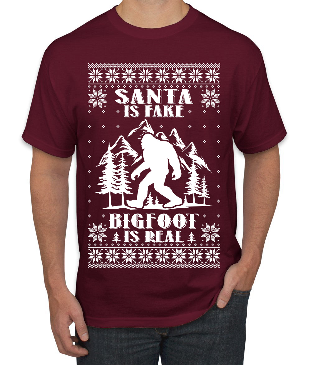 Santa Is Fake Bigfoot Is Real Ugly Christmas Sweater Men's T-Shirt