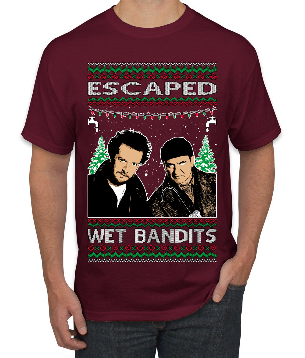 Escaped Bandits Classic Home Holiday Movie Ugly Christmas Sweater Men's T-Shirt