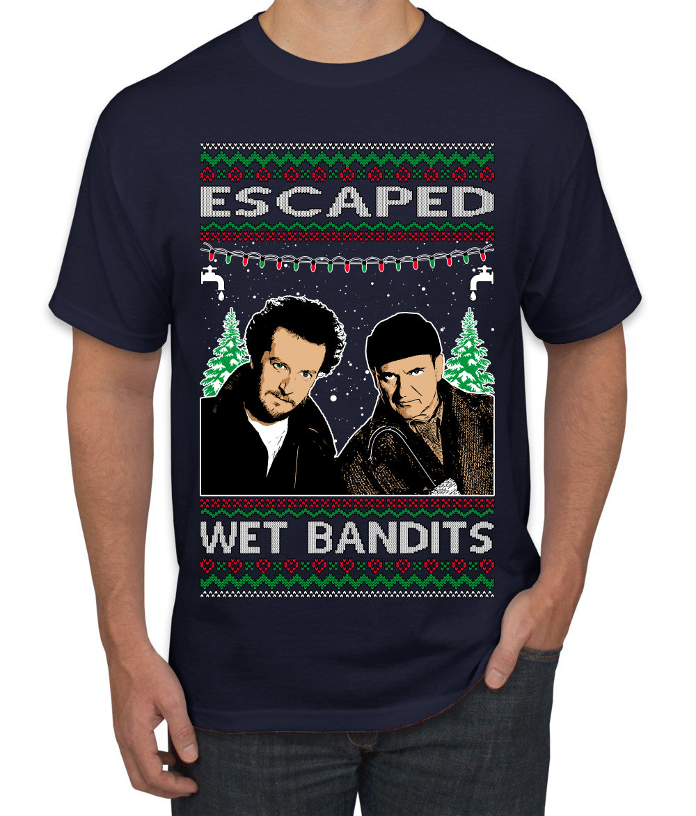 Escaped Bandits Classic Home Holiday Movie Ugly Christmas Sweater Men's T-Shirt
