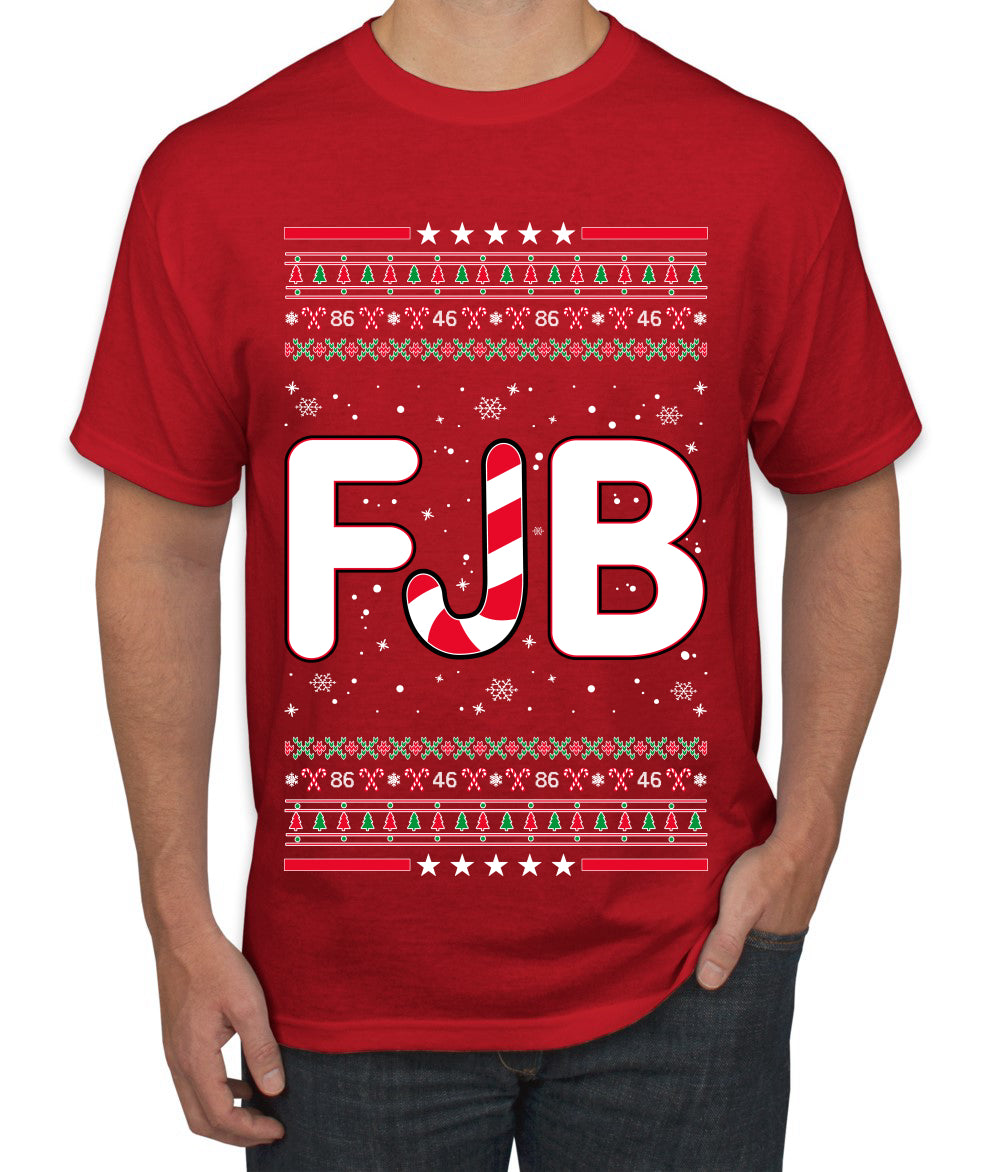 FJB Let's Go Brandon Chant Candy Cane Ugly Christmas Sweater Men's Graphic T-Shirt