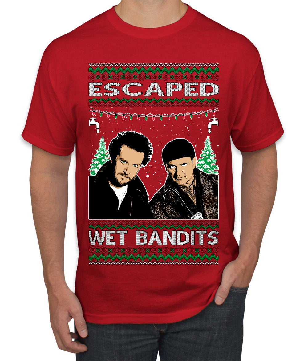 Escaped Bandits Classic Home Holiday Movie Ugly Christmas Sweater Men's T-Shirt