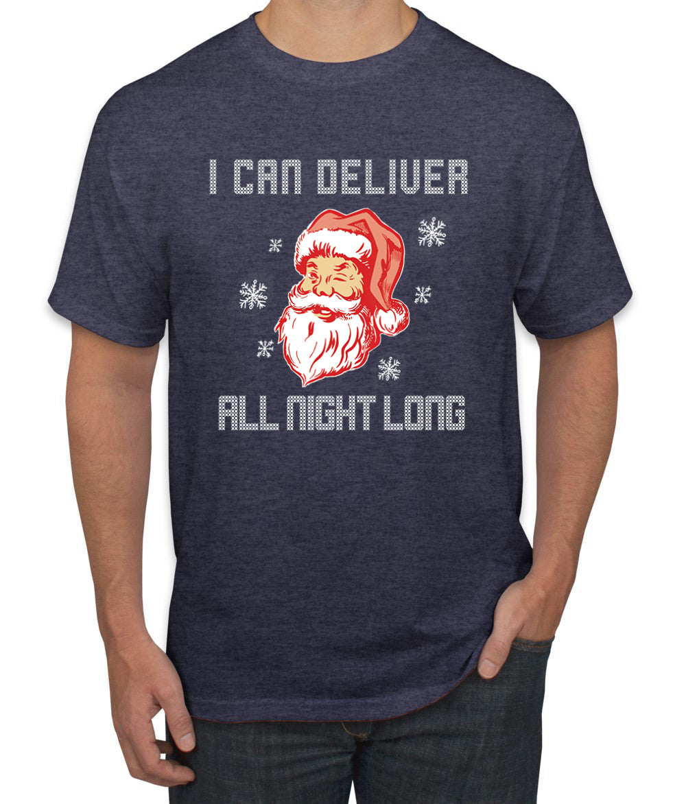 I Can Deliver All Night Long Santa Winking Christmas Men's Graphic T-Shirt