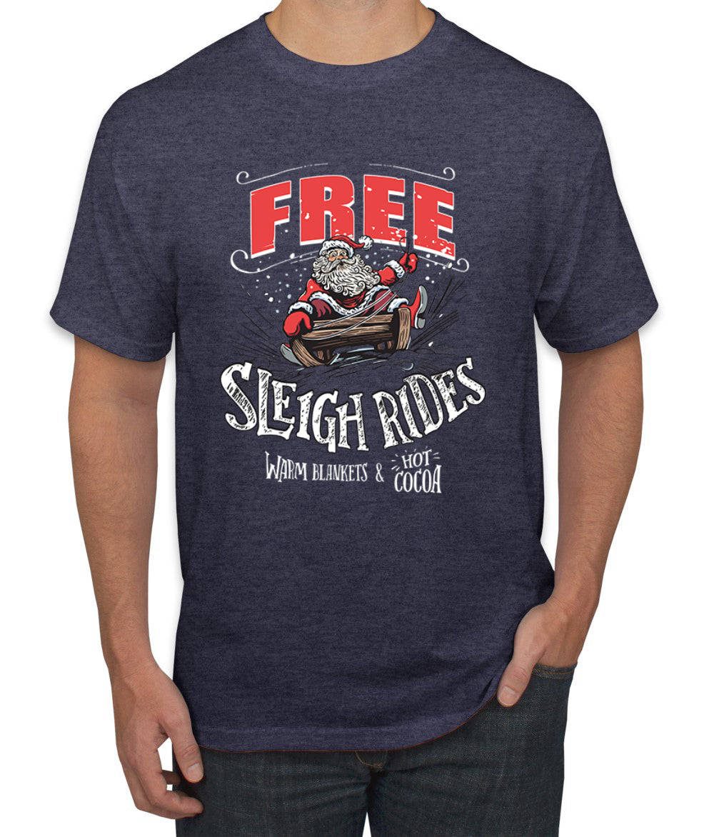 Free Sleigh Rides Warm Blankets & Hot Cocoa Christmas Men's Graphic T-Shirt