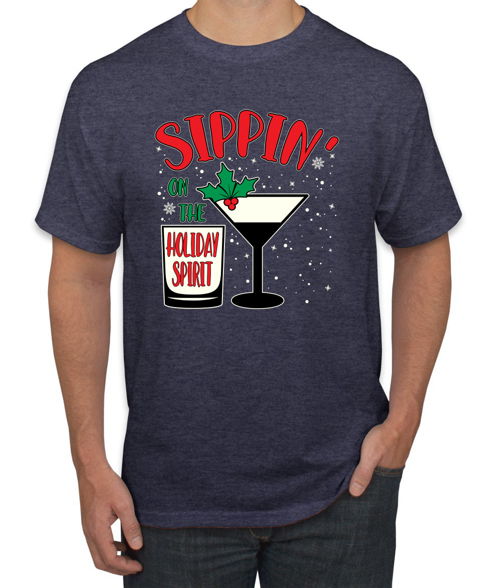 Sippin' On The Holiday Spirit Christmas Men's Graphic T-Shirt