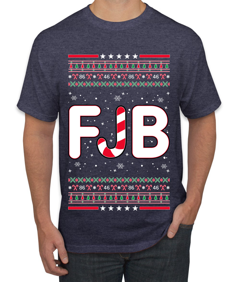 FJB Let's Go Brandon Chant Candy Cane Ugly Christmas Sweater Men's Graphic T-Shirt
