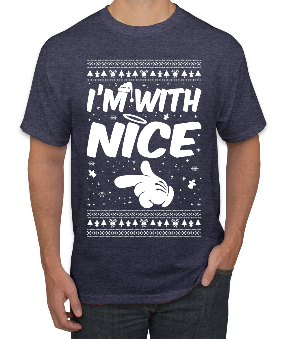 I'm With Nice Individual Couples Ugly Christmas Sweater Men's Graphic T-Shirt