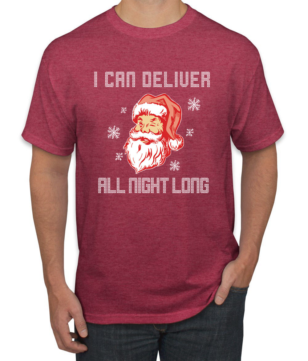 I Can Deliver All Night Long Santa Winking Christmas Men's Graphic T-Shirt