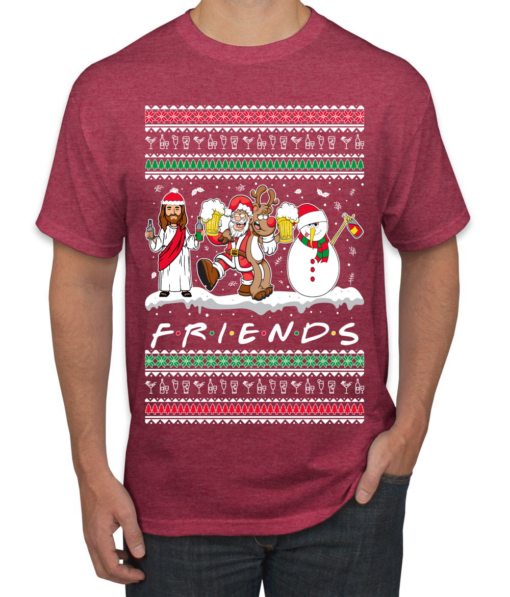 Santa Friends TV Parody Funny Characters Ugly Christmas Sweater Men's Graphic T-Shirt