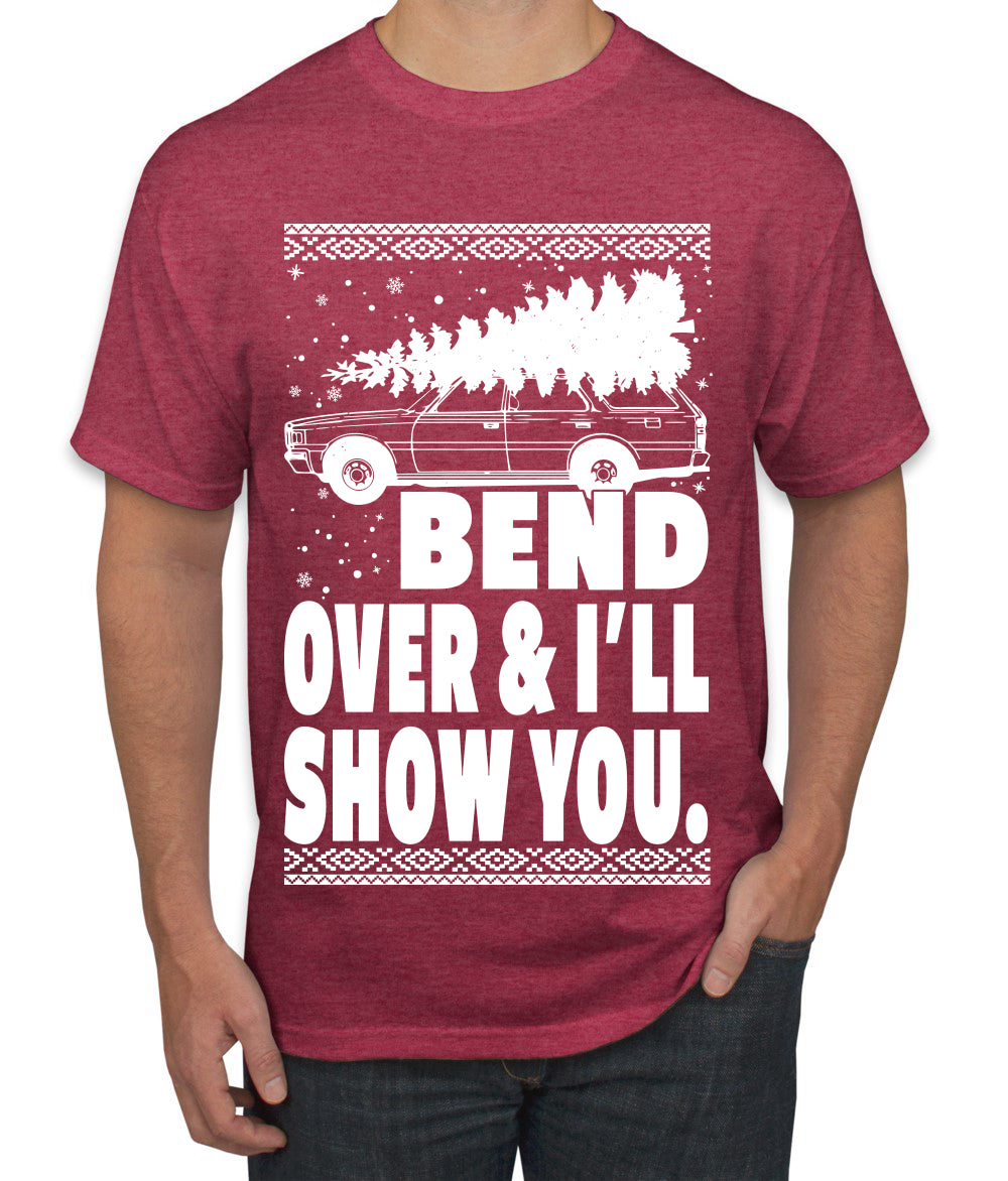 Fanily Vacation Bend Over & I'll Show You Ugly Christmas Sweater Men's Graphic T-Shirt