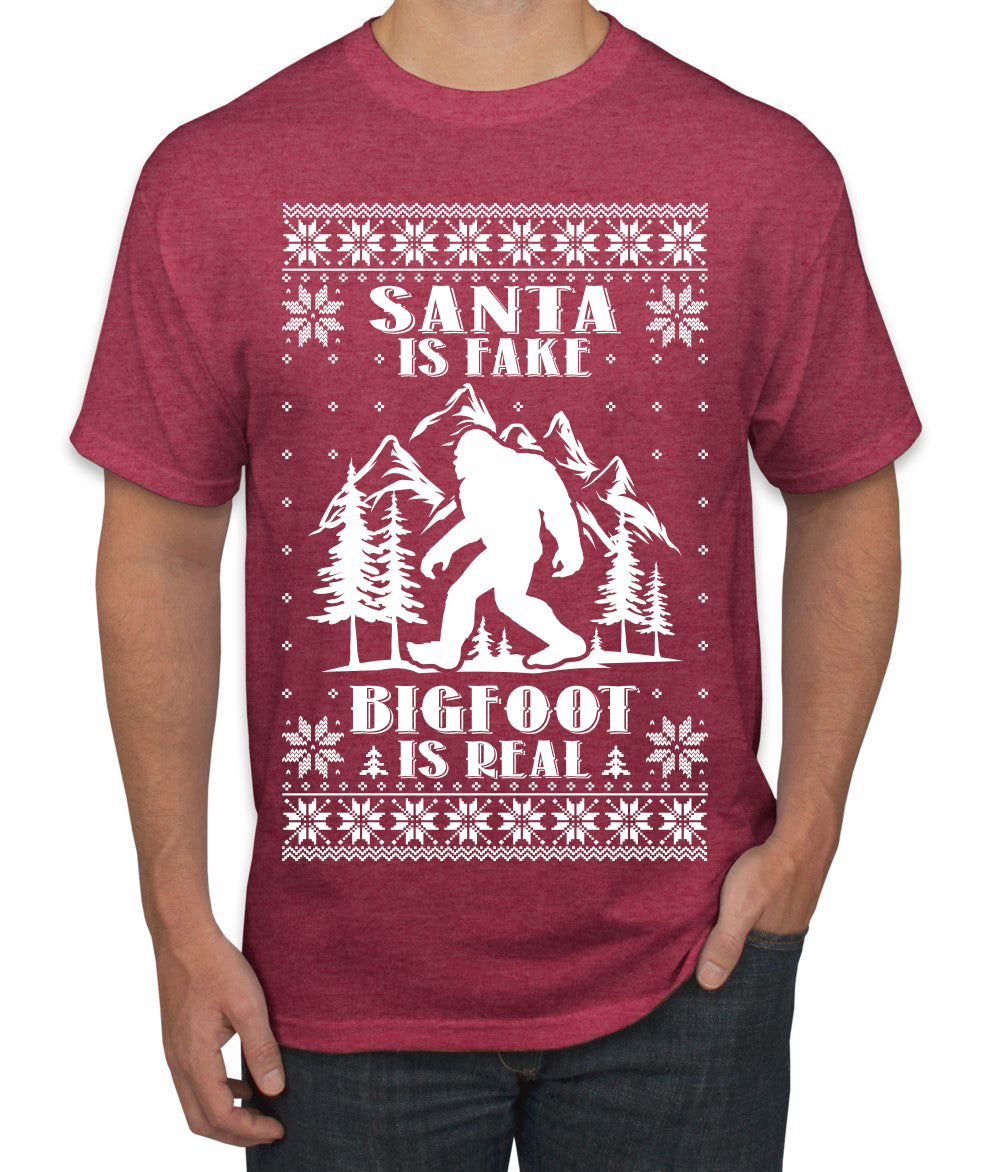 Santa Is Fake Bigfoot Is Real Ugly Christmas Sweater Men's T-Shirt