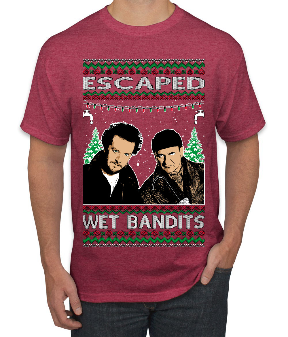 Escaped Bandits Classic Home Holiday Movie Ugly Christmas Sweater Men's T-Shirt