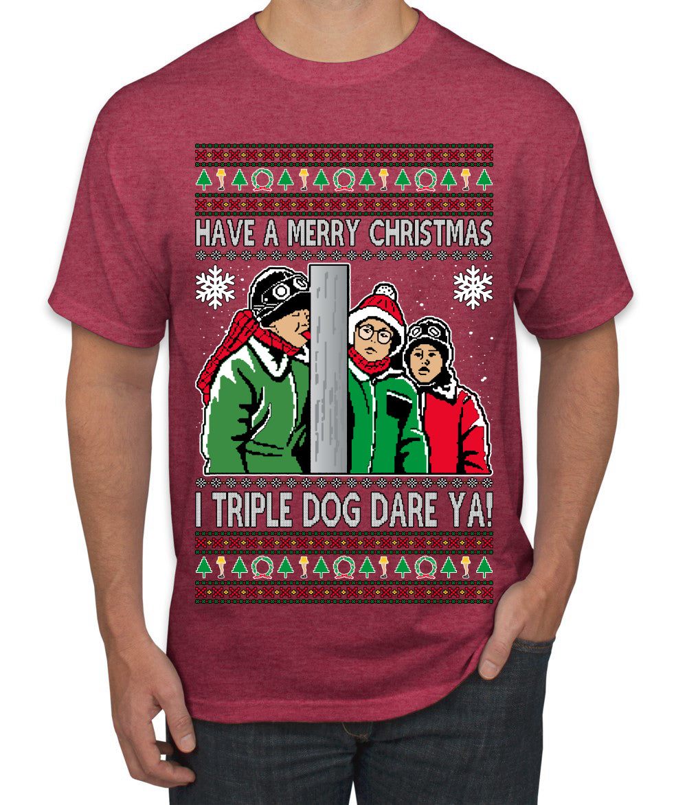 I Triple Dog Dare Ya Merry Story Ugly Christmas Sweater Men's T-Shirt