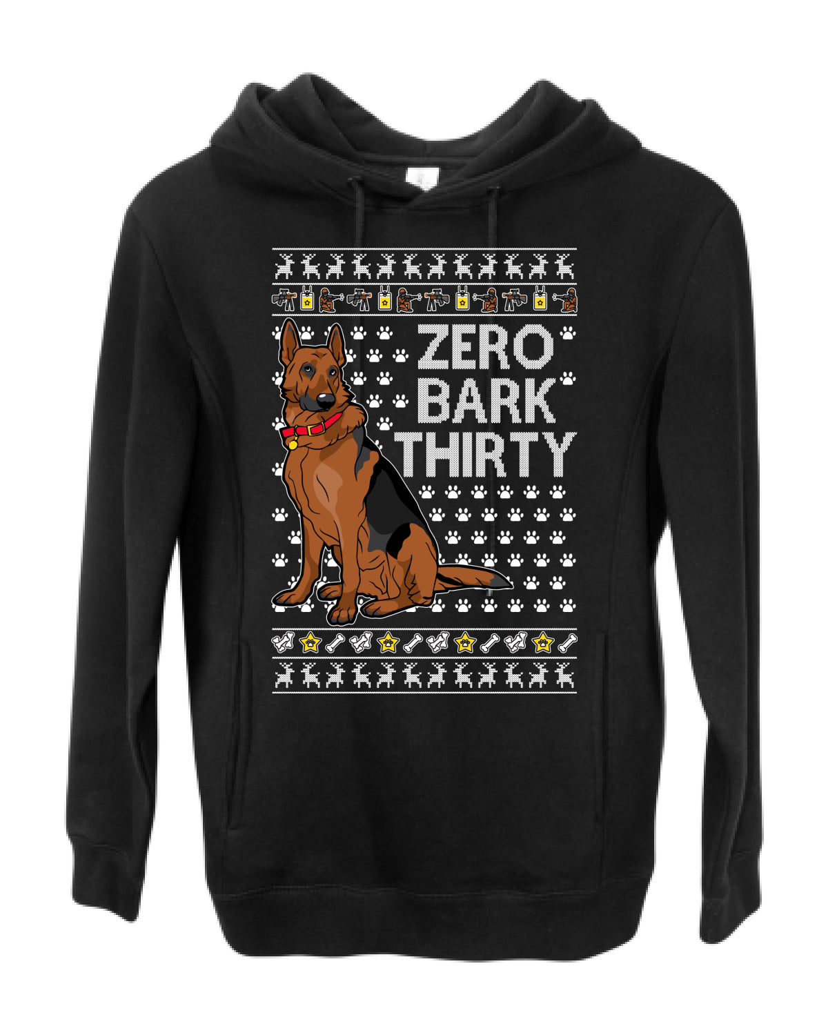 Zero Bark Thirty Funny Dog Xmas Ugly Christmas Premium Graphic Hoodie Sweatshirt