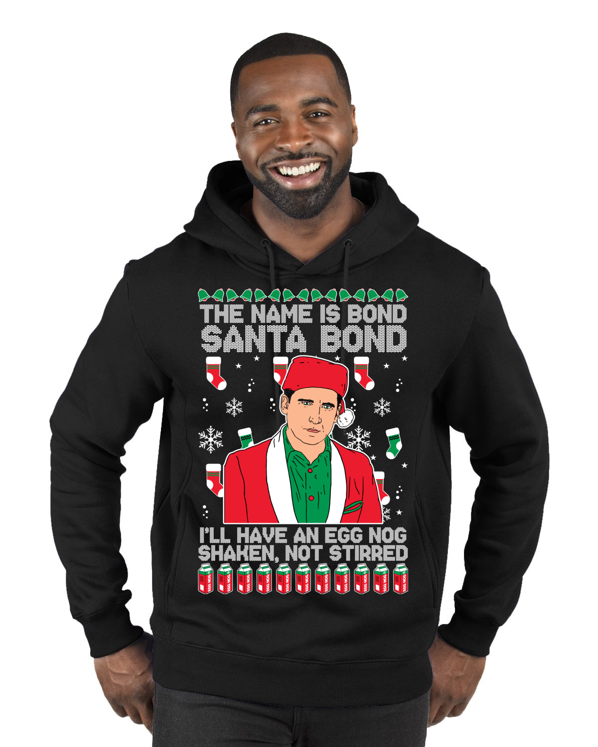 Michael Scott The Name is Bond Santa Bond Ugly Christmas Sweater Premium Graphic Hoodie Sweatshirt