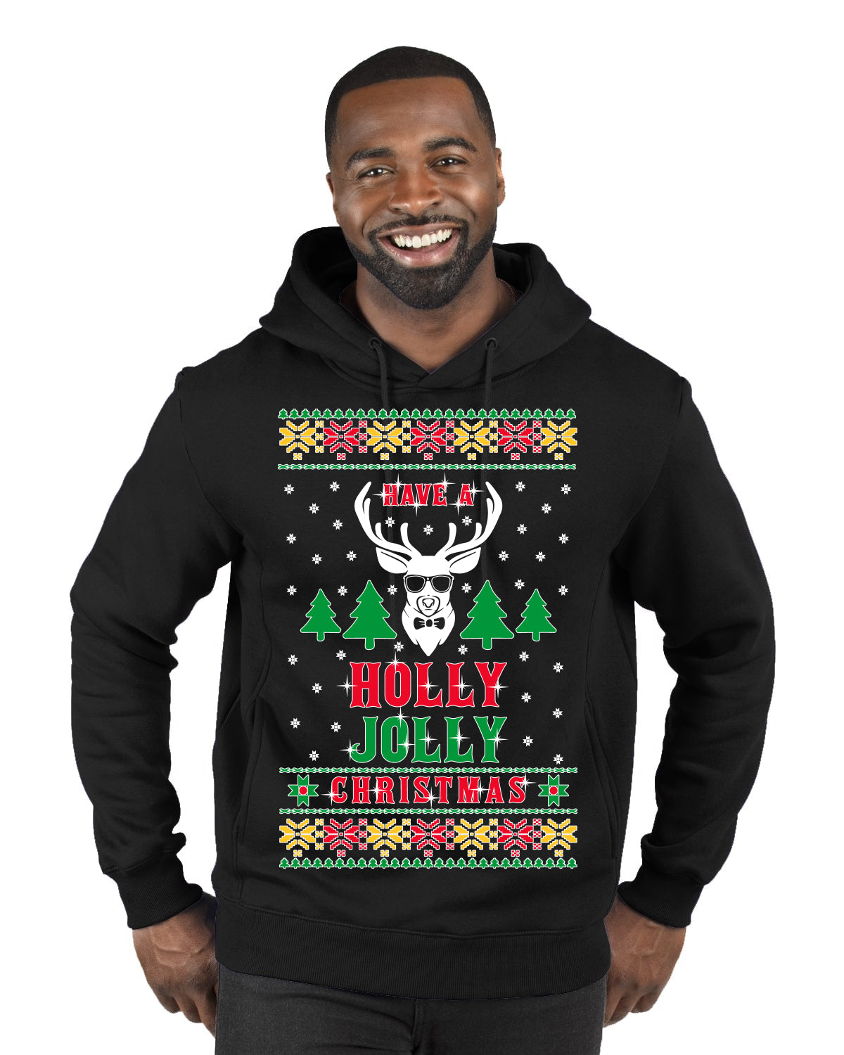 Have A Holly Jolly Christmas Ugly Christmas Sweater Premium Graphic Hoodie Sweatshirt