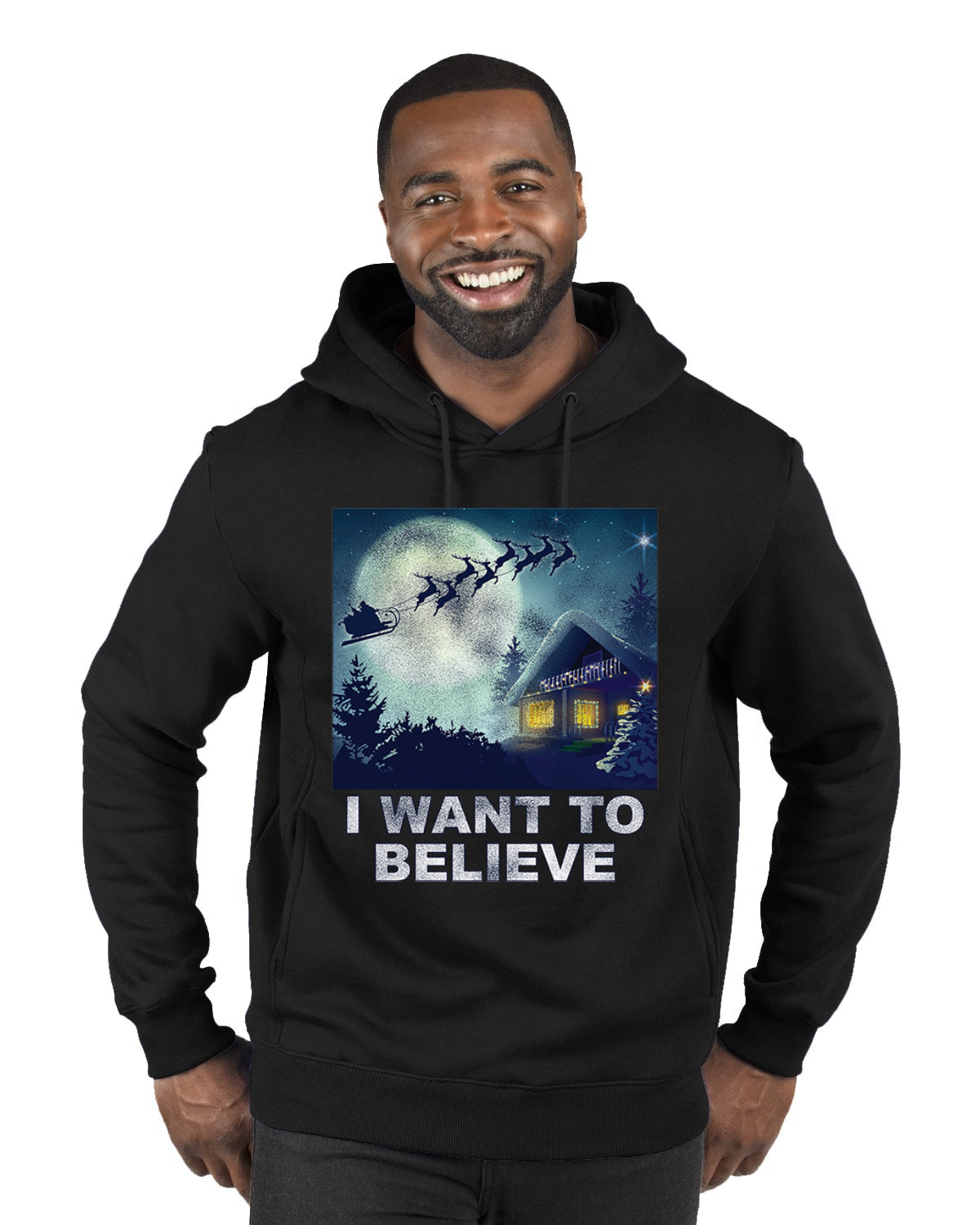 I Want To Believe Merry Christmas Premium Graphic Hoodie Sweatshirt