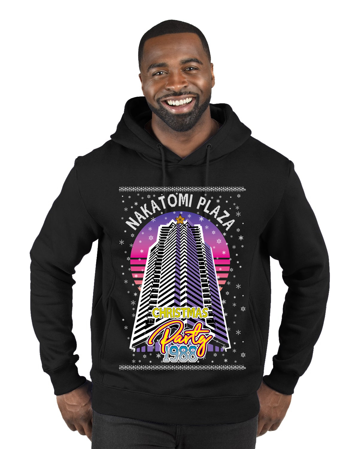 Retro Nakatomi Plaza 1988 Holiday Party Ugly Christmas Sweater Premium Graphic Hoodie Sweatshirt
