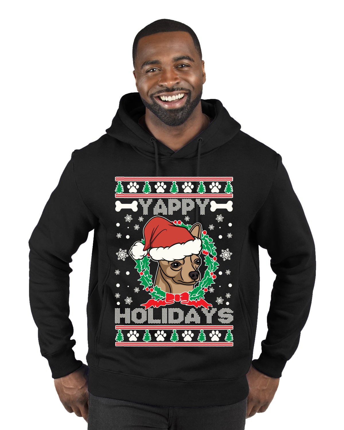 Yappy Holidays Merry Ugly Christmas Sweater Premium Graphic Hoodie Sweatshirt